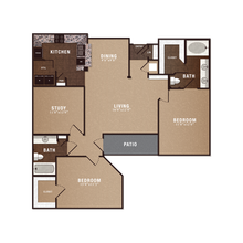 B3 2x2 w/study 1223 floor plan